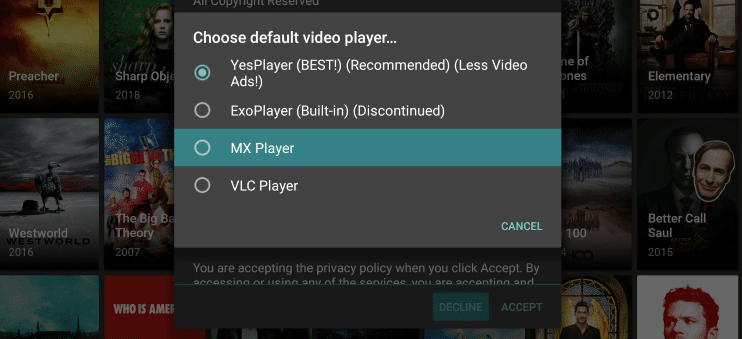 select default media player on firestick