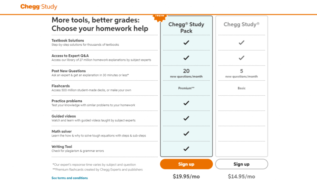 chegg subscription plans