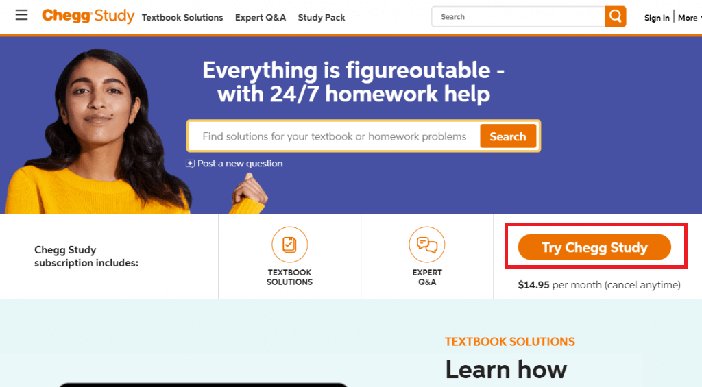 click on try chegg study
