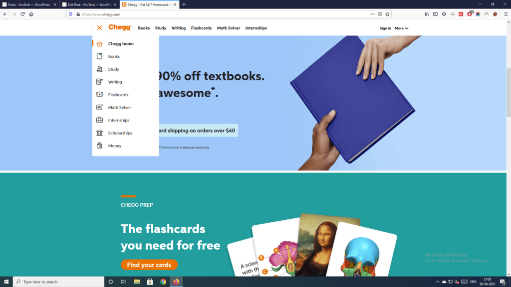 products & services of chegg