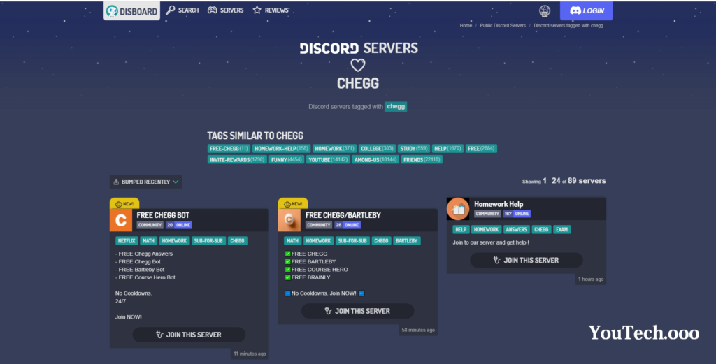 free Chegg discord servers