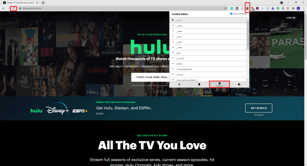 import hulu cookies