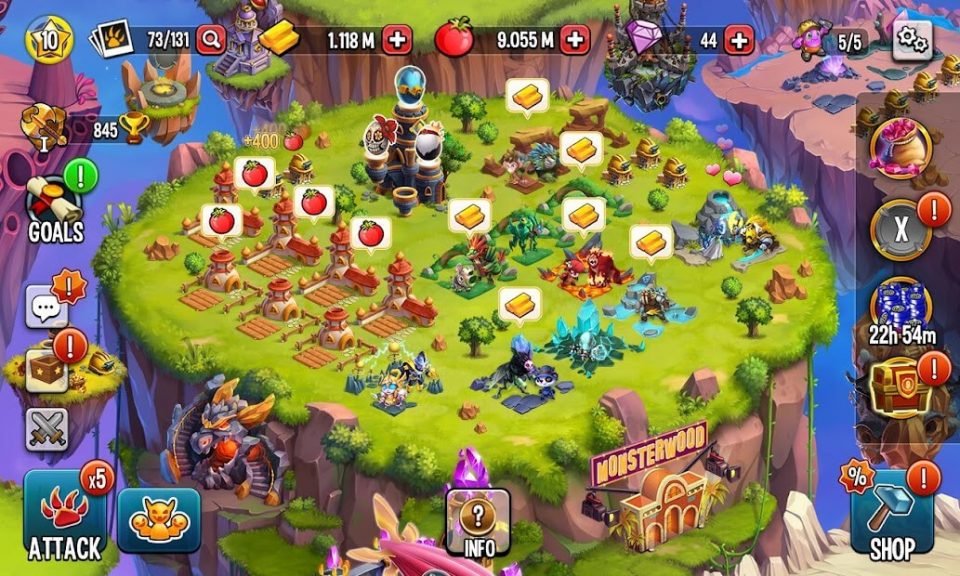 gems and food in monster legends are part of game