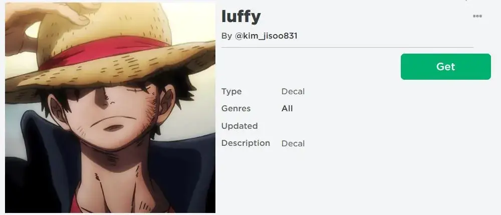 luffy decal id