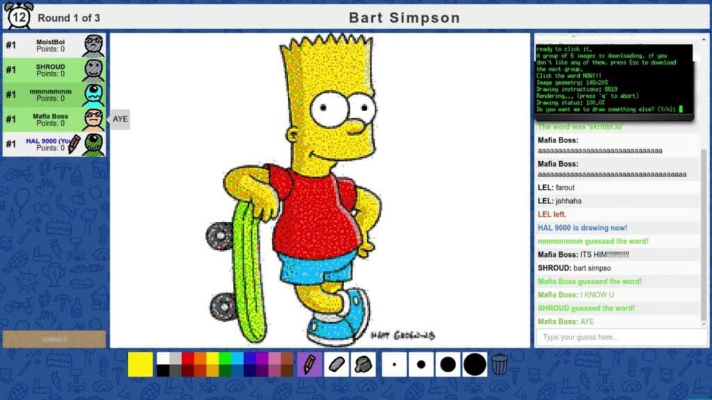 bart simpson skribbl auto draw