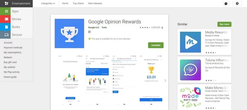 google opinion rewards